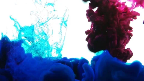 Raspberry and Blue Colors Drops in Water Stock Footage 94198207