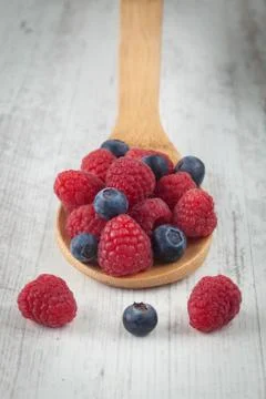 Raspberry and blueberry Stock Photos