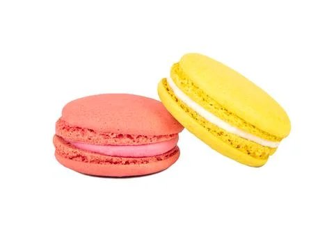 Raspberry and lemon macaroon Stock Photos