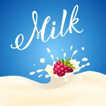 Raspberry and milk Stock Illustration