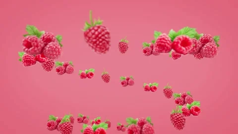 Raspberry and raspberry Slices in pink background Stock Footage 279146697
