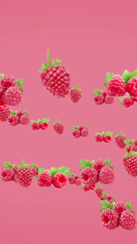 Raspberry and raspberry Slices in pink background Stock Footage 279146865