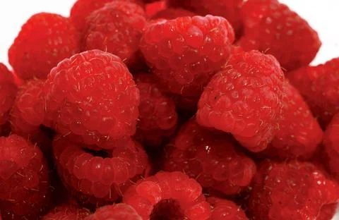 Raspberry background of many fresh and juicy raspberries Copyright: xZoona... Foto stock