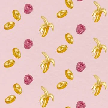 Raspberry banana Stock Illustration