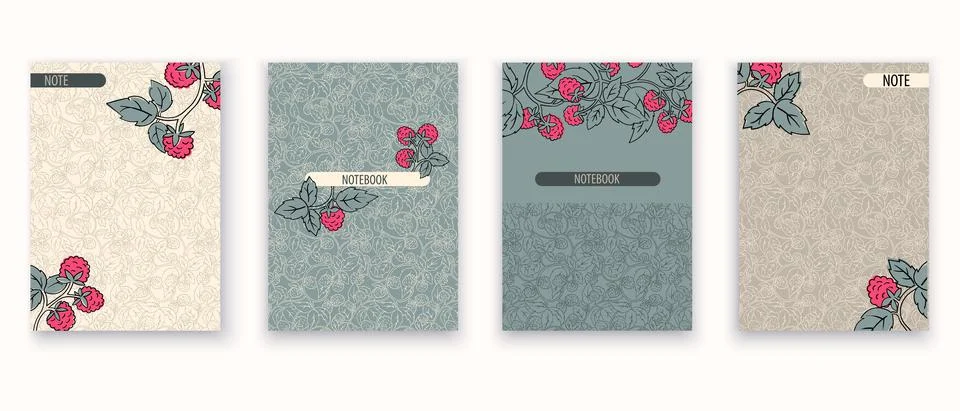 Raspberry banner set. Raspberry branch and pattern. Vector illustration. Stock-Illustration