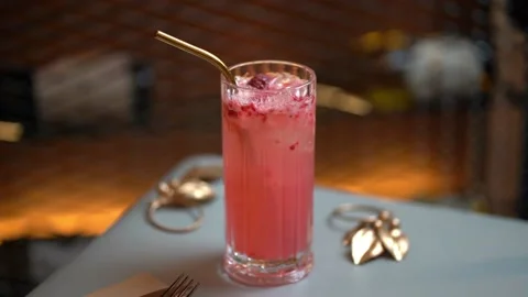 Raspberry Bellini Cocktail Stock Footage 239079277
