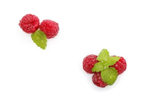 Raspberry berries isolated on white Stock Photos