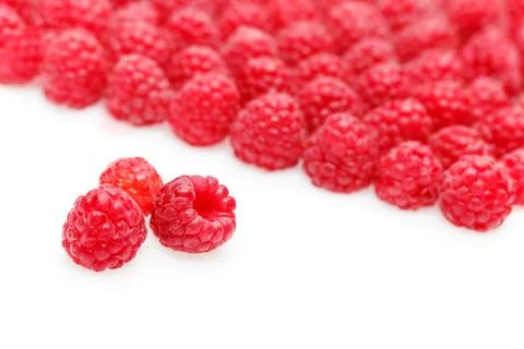 Raspberry berries isolated on white Stock Photos