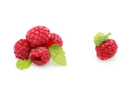 Raspberry berries isolated on white Stock Photos