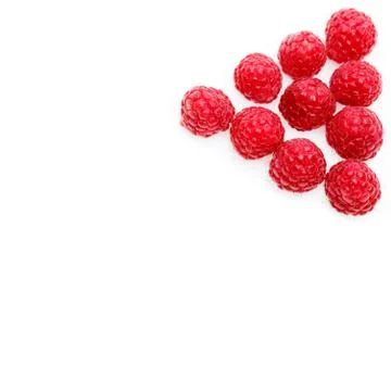 Raspberry berries isolated on white Stock Photos