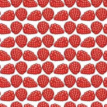 Raspberry berries seamless pattern. Vector background for design label malines Stock Illustration