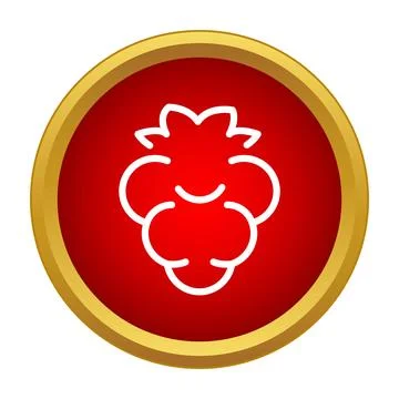 Raspberry berry fruit line icon button 스톡 일러스트
