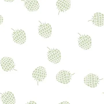 Raspberry berry leaf glyph seamless pattern Stock Illustration