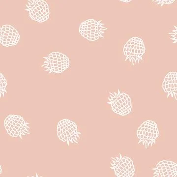 Raspberry berry leaf line seamless pattern Illustrazione stock
