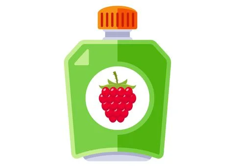 Raspberry berry puree in a plastic bag. Illustrazione stock