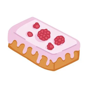 Raspberry biscuit cake with pink glaze illustration Illustrazione stock