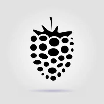 Raspberry black icon on a gray background with soft shadow Stockillustratie