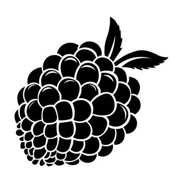Raspberry black vector icon on white background Illustrazione stock