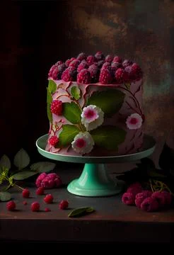 Raspberry cake 3D Stock Illustration