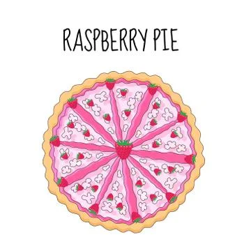 Raspberry cake, birthday cake. Baking with raspberries. vector illyustration Stock Illustration