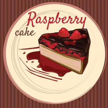 Raspberry cake, cartoon style, flyer, banner, illustration Illustrazione stock