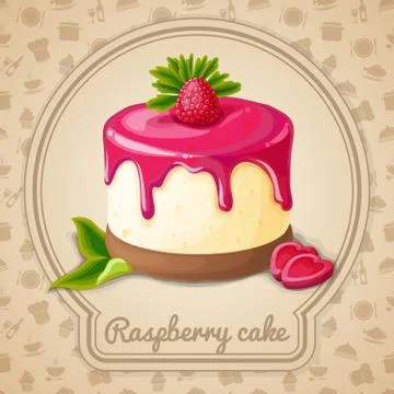 Raspberry cake emblem Stock Illustration