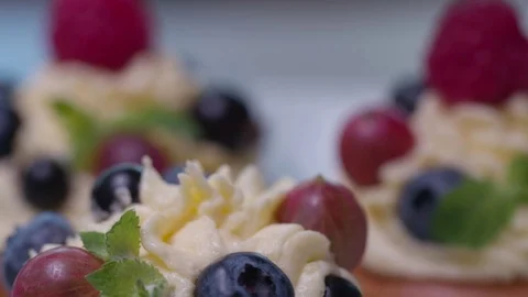 Raspberry Cake for holidays, close-up Stock Footage 75234994