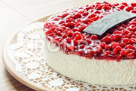 Raspberry Cake On Plate