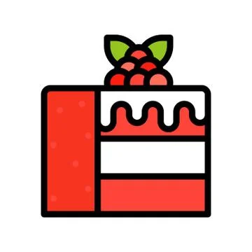 Raspberry cake vector illustration, filled style icon Stock Illustration
