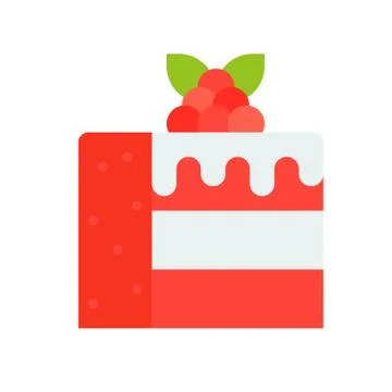 Raspberry cake vector illustration, flat style icon Illustrazione stock