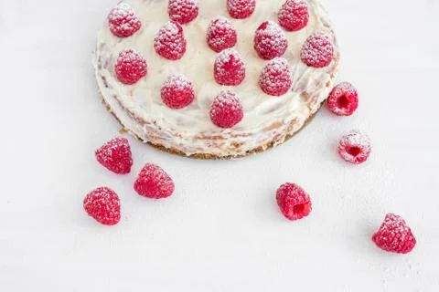 Raspberry cake on a white desk Stock Photos