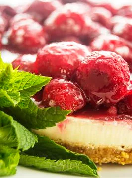 Raspberry cheesecake Stock Photos