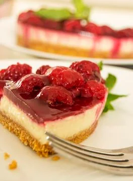 Raspberry cheesecake Stock Photos