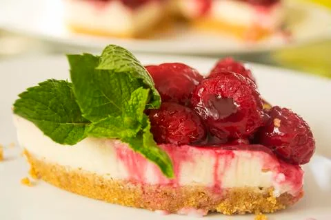 Raspberry cheesecake Stock Photos