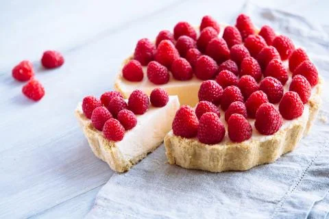 Raspberry cheesecake Stock Photos