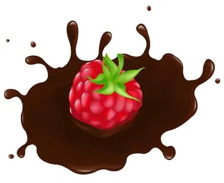 Raspberry in chocolate splash Stock Illustration