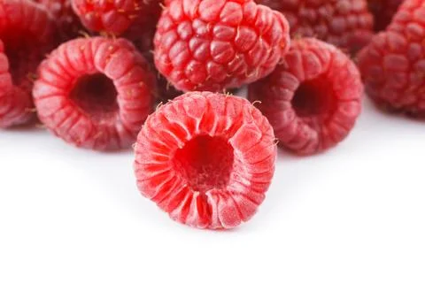 Raspberry close up and more fruit in background Stock Photos