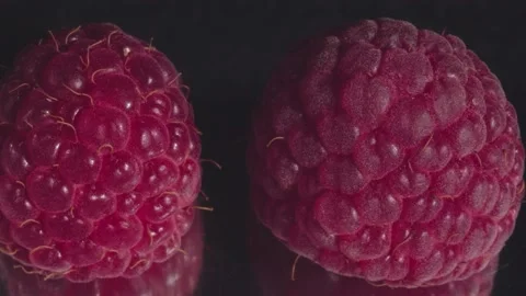 Raspberry close-up. Macro video . 4K video. Fresh organic berries. Video stock 140816927