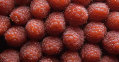 Raspberry close up studio shot over rotating Stock Footage 324842434