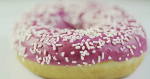 Raspberry Coated Donuts 4k Stock Footage 122187353