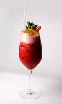 Raspberry cocktail on white background Stock Photos