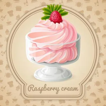 Raspberry cream badge Stock Illustration