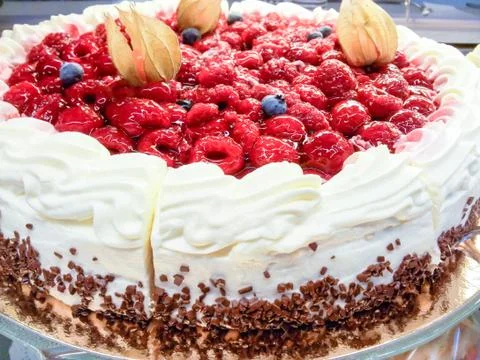 Raspberry cream cake Foto stock