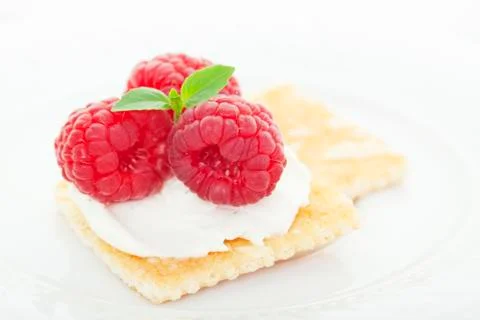 Raspberry cream cheese appetizer Stock Photos