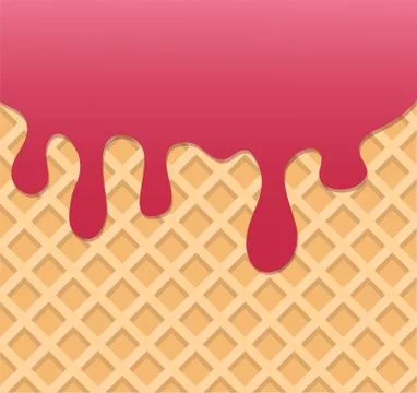 Raspberry Cream Melted on Wafer Background. Vector Illustration, eps 10 Stock Illustration