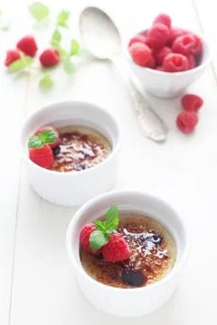 Raspberry Creme Brulee Stock Photos