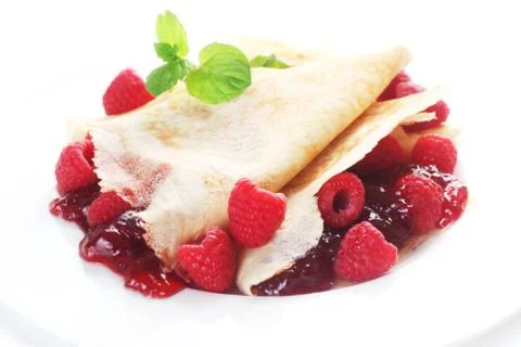 Raspberry Crepes Stock Photos