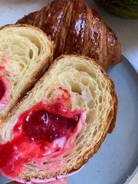 Raspberry croissant Stock Photos