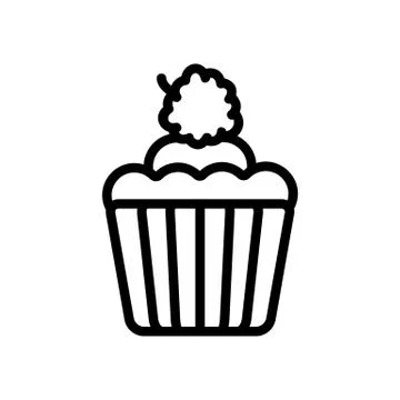 Raspberry cupcake icon vector. Isolated contour symbol illustration Stock Illustration