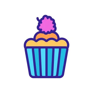 Raspberry cupcake icon vector. Isolated contour symbol illustration Stock Illustration